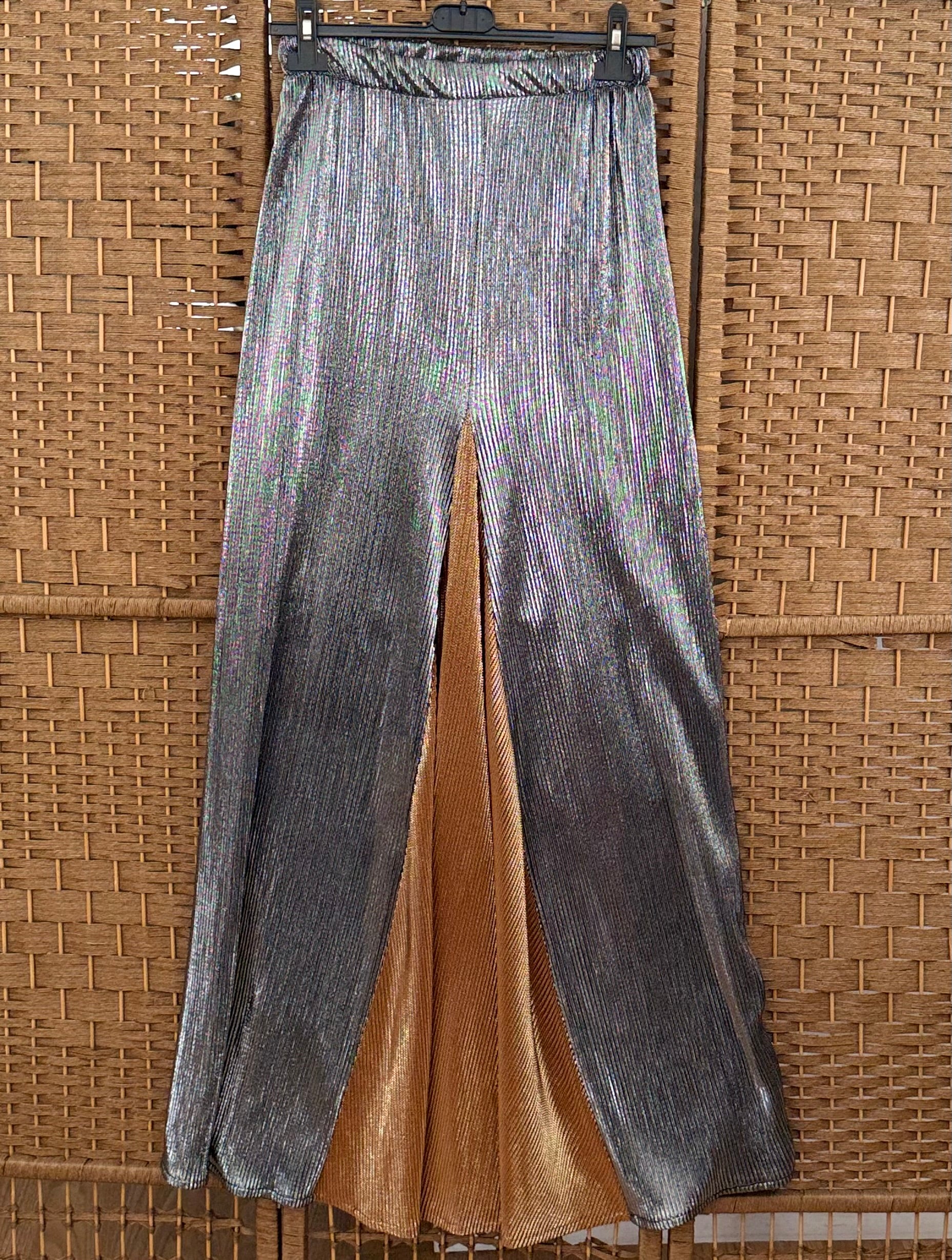 Plisse skirt with a golden v front, you can wear as a short dress!