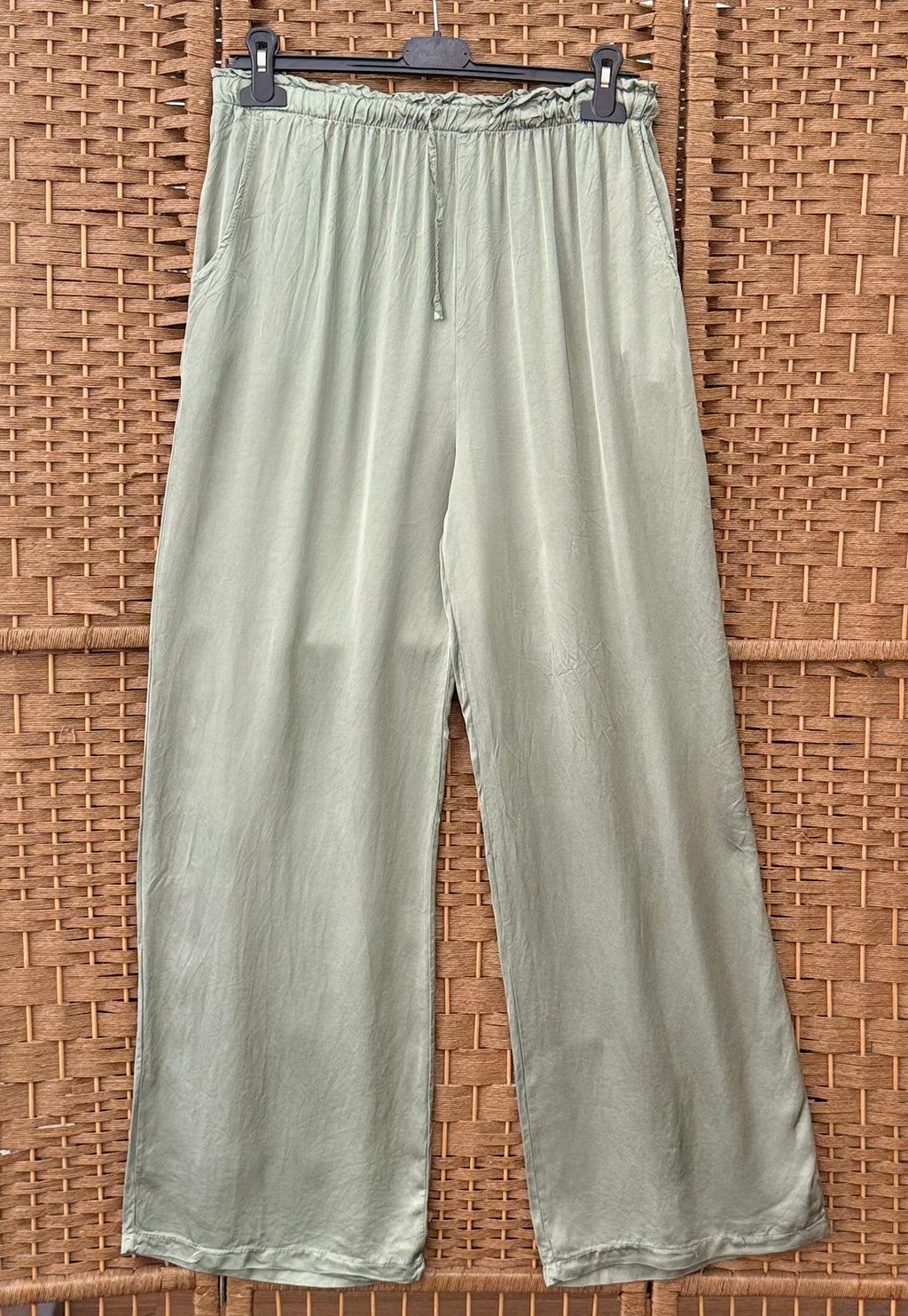 Shiny Viscose Trousers – Elastic Waist