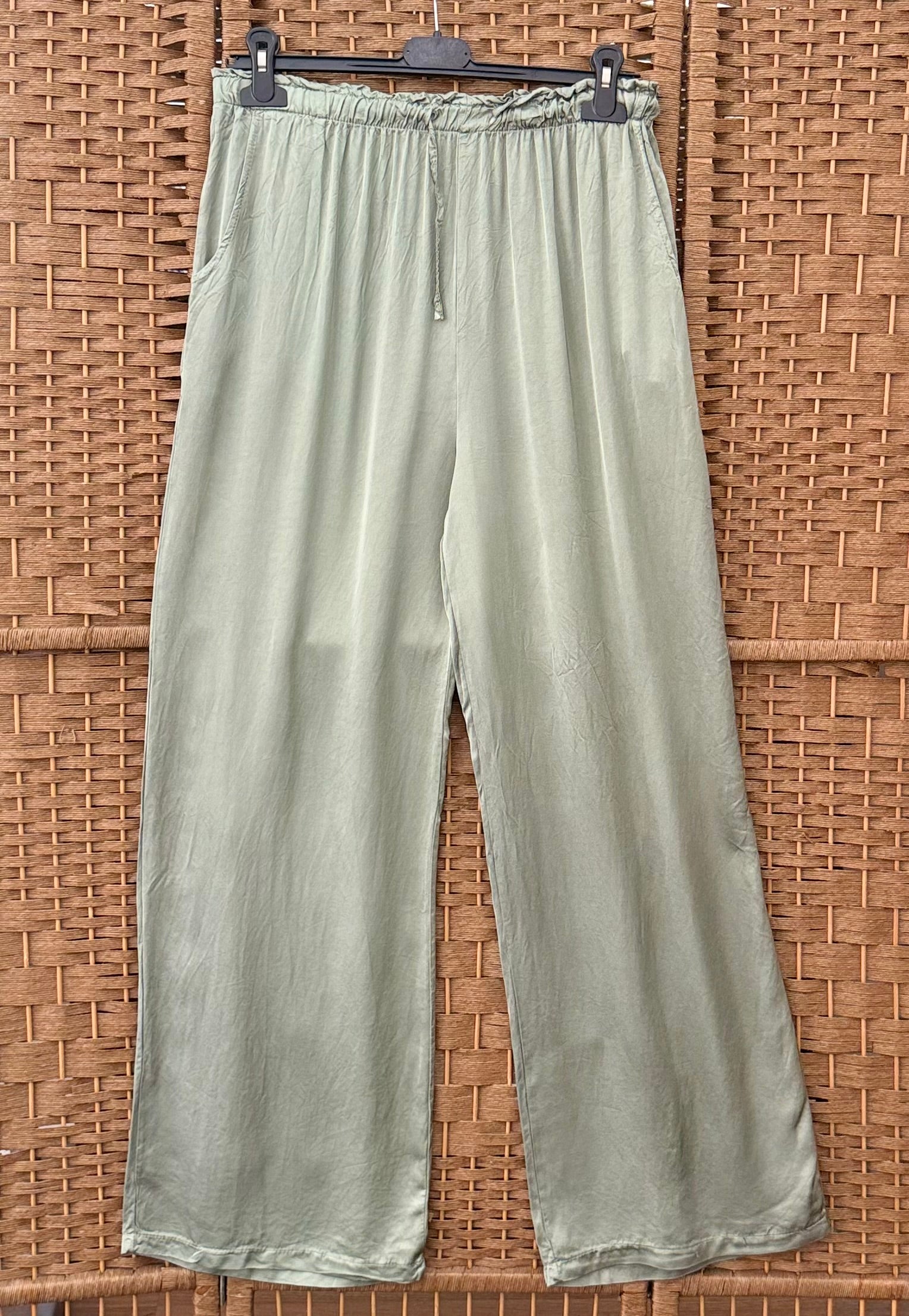 Shiny Viscose Trousers – Elastic Waist