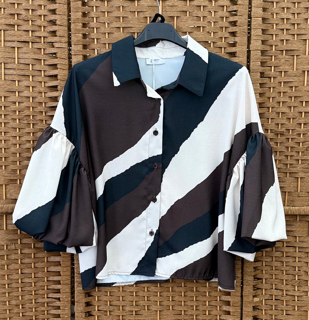Striped Balloon Sleeve Shirt