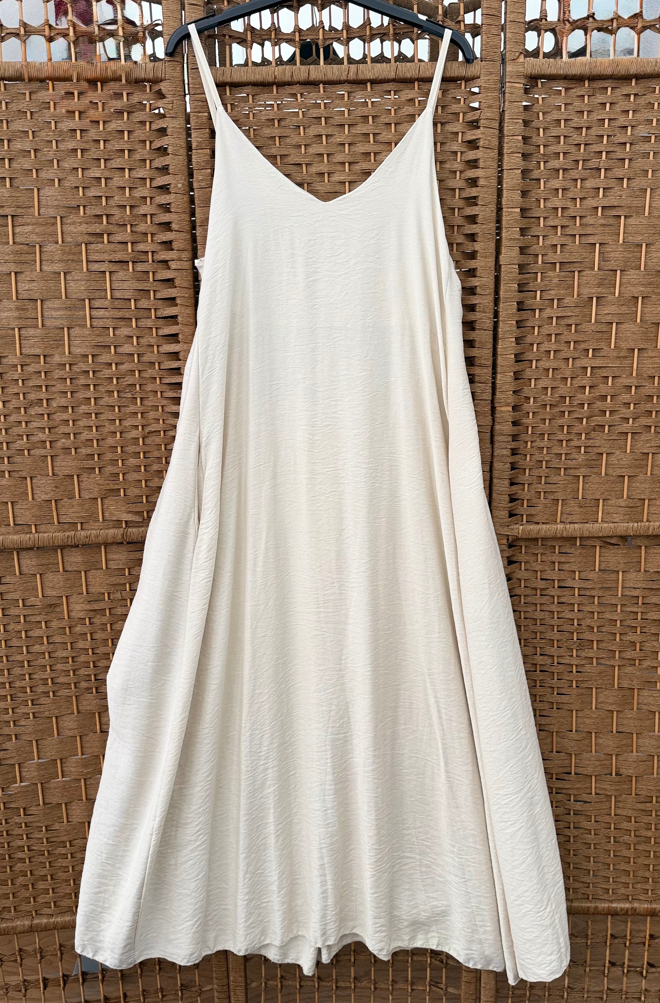 Viscose Striped Long Dress – Low Back with Elastic Detail