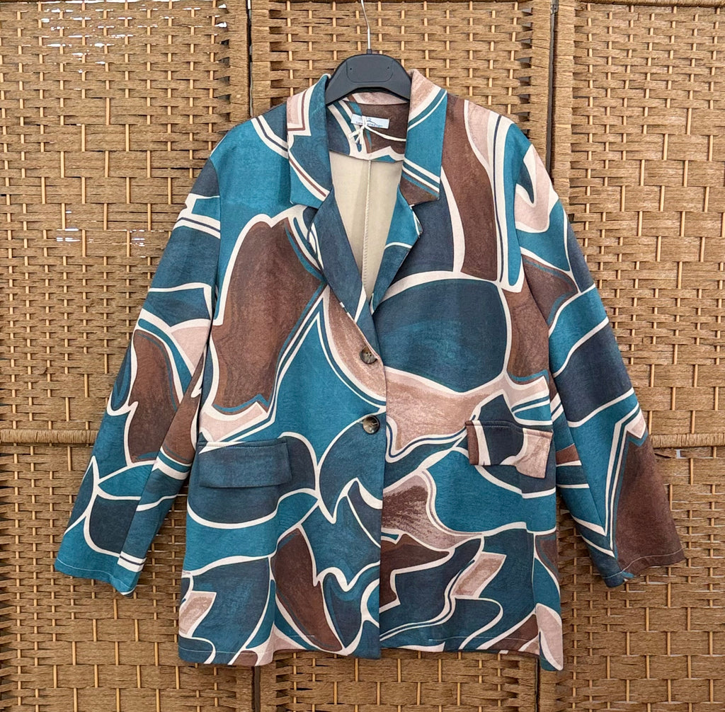 Colorful pattern oversized blazer