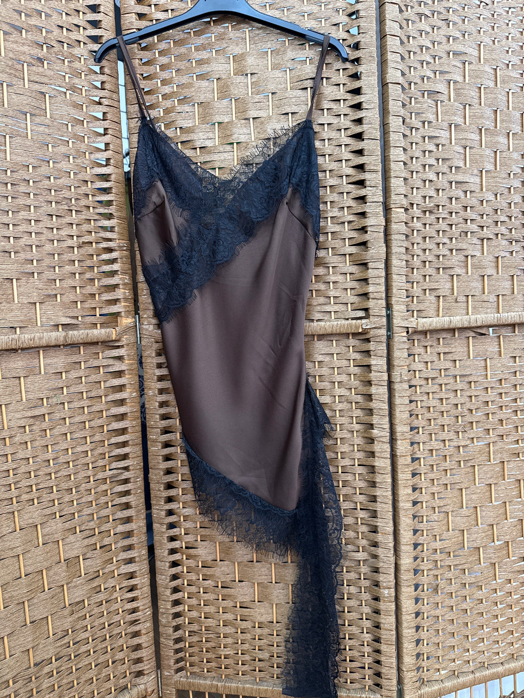 Black Lace Satin Top – Adjustable Straps in Beige, Dark Beige & Brown