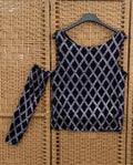 One shoulder silver black top with one sleeve