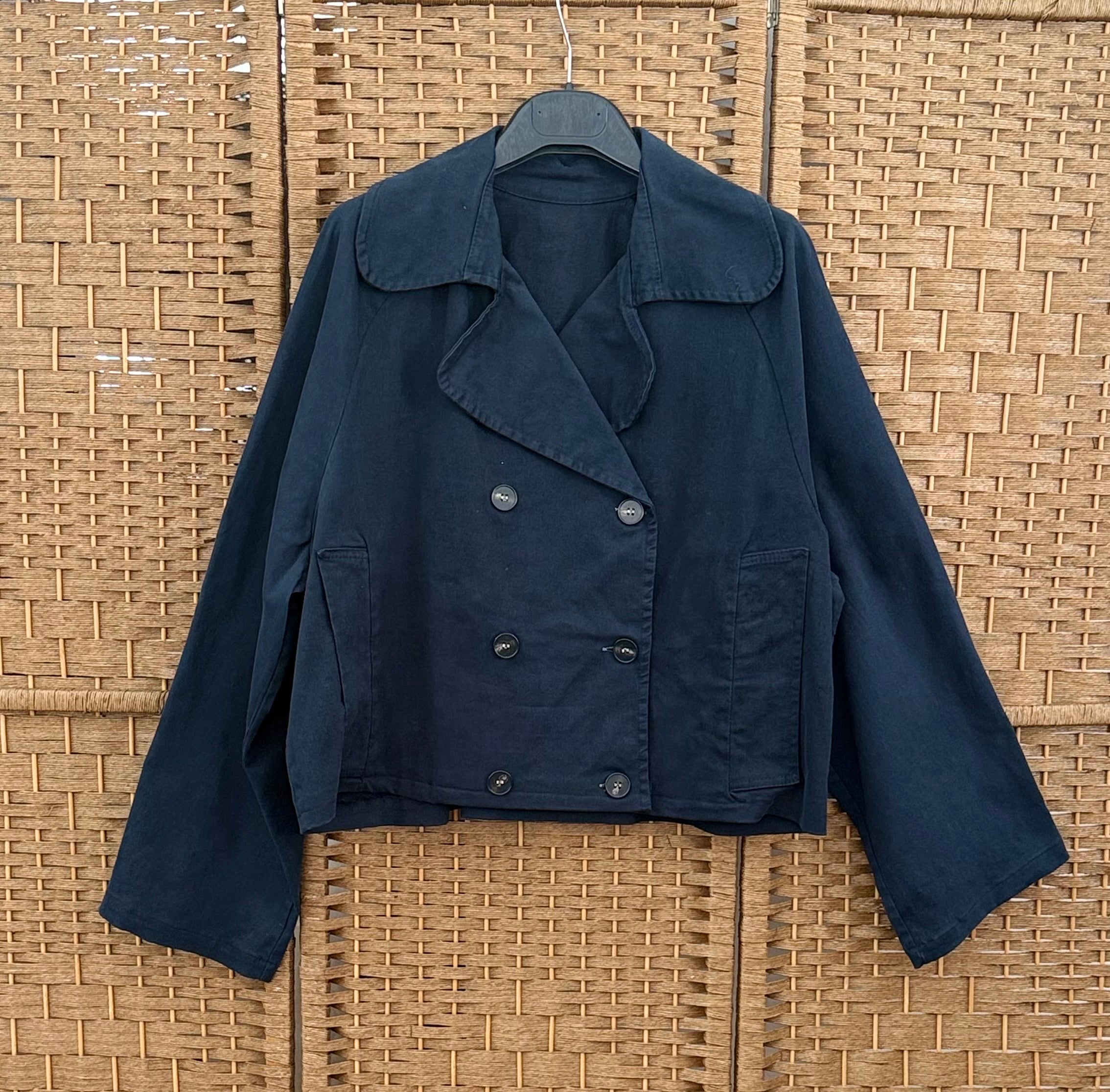 Blue black short jean jacket