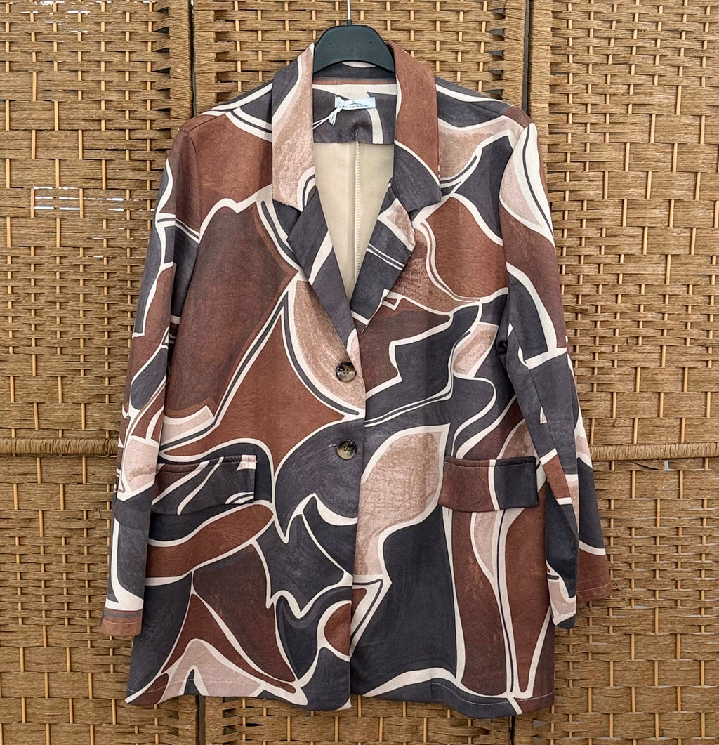 Colorful pattern oversized blazer