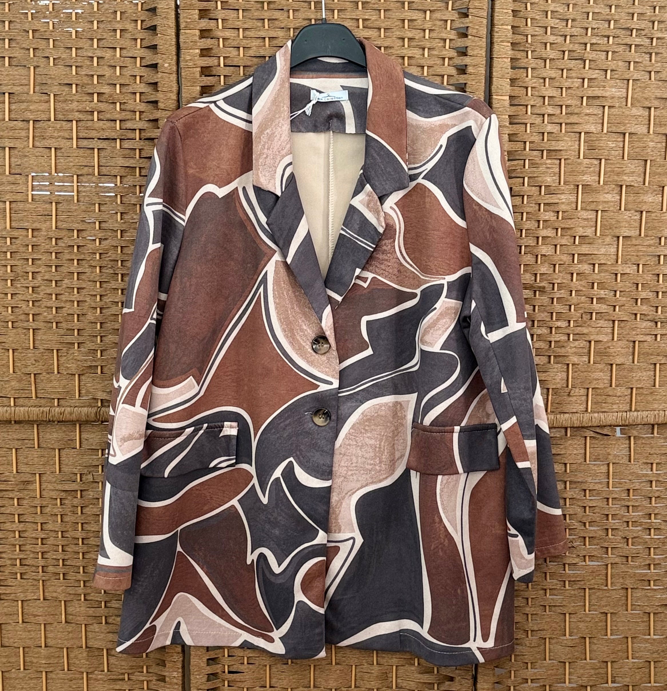 Colorful pattern oversized blazer