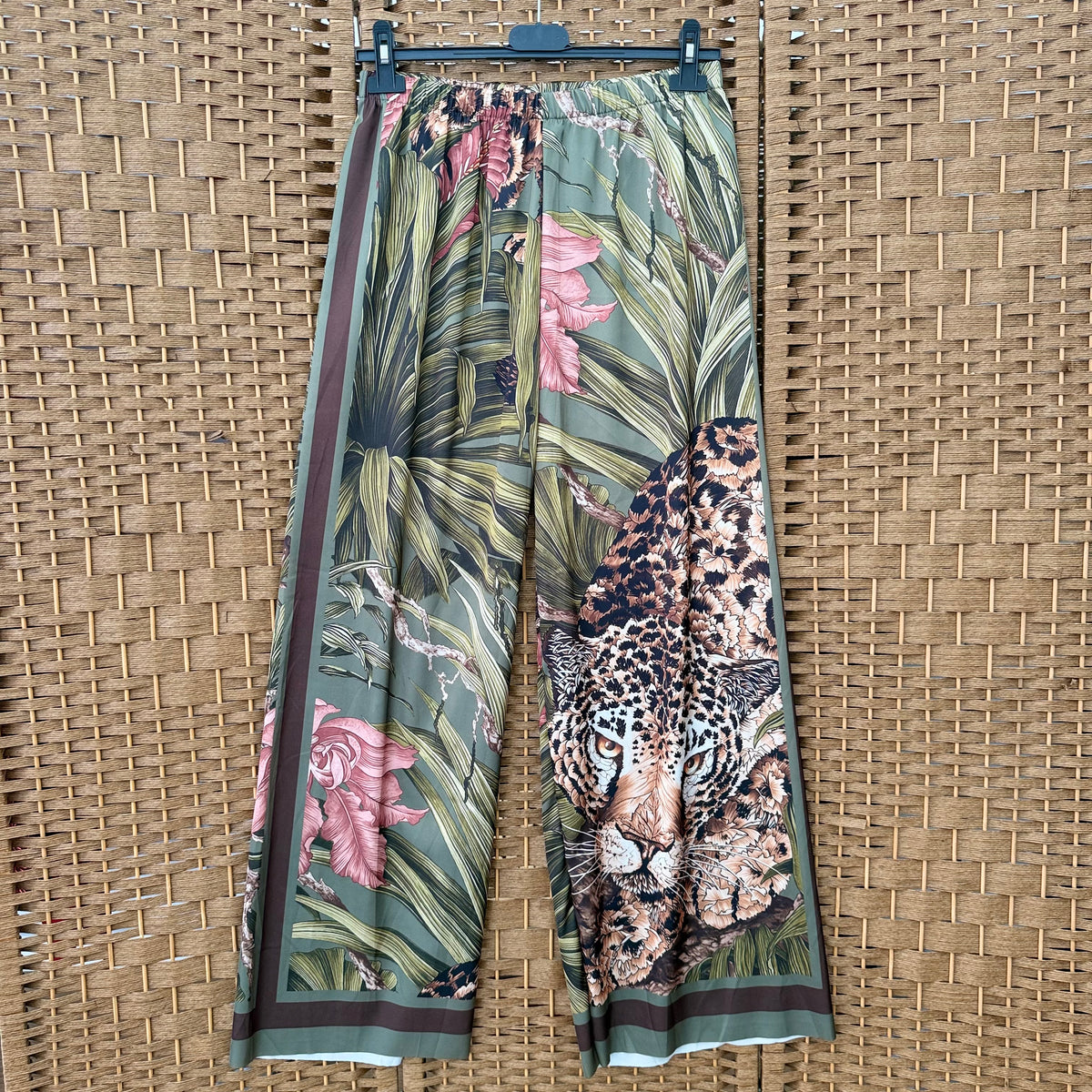 Satin animal print pants