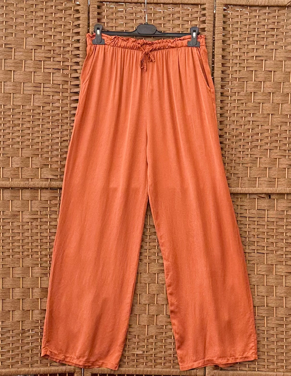 Shiny Viscose Trousers – Elastic Waist