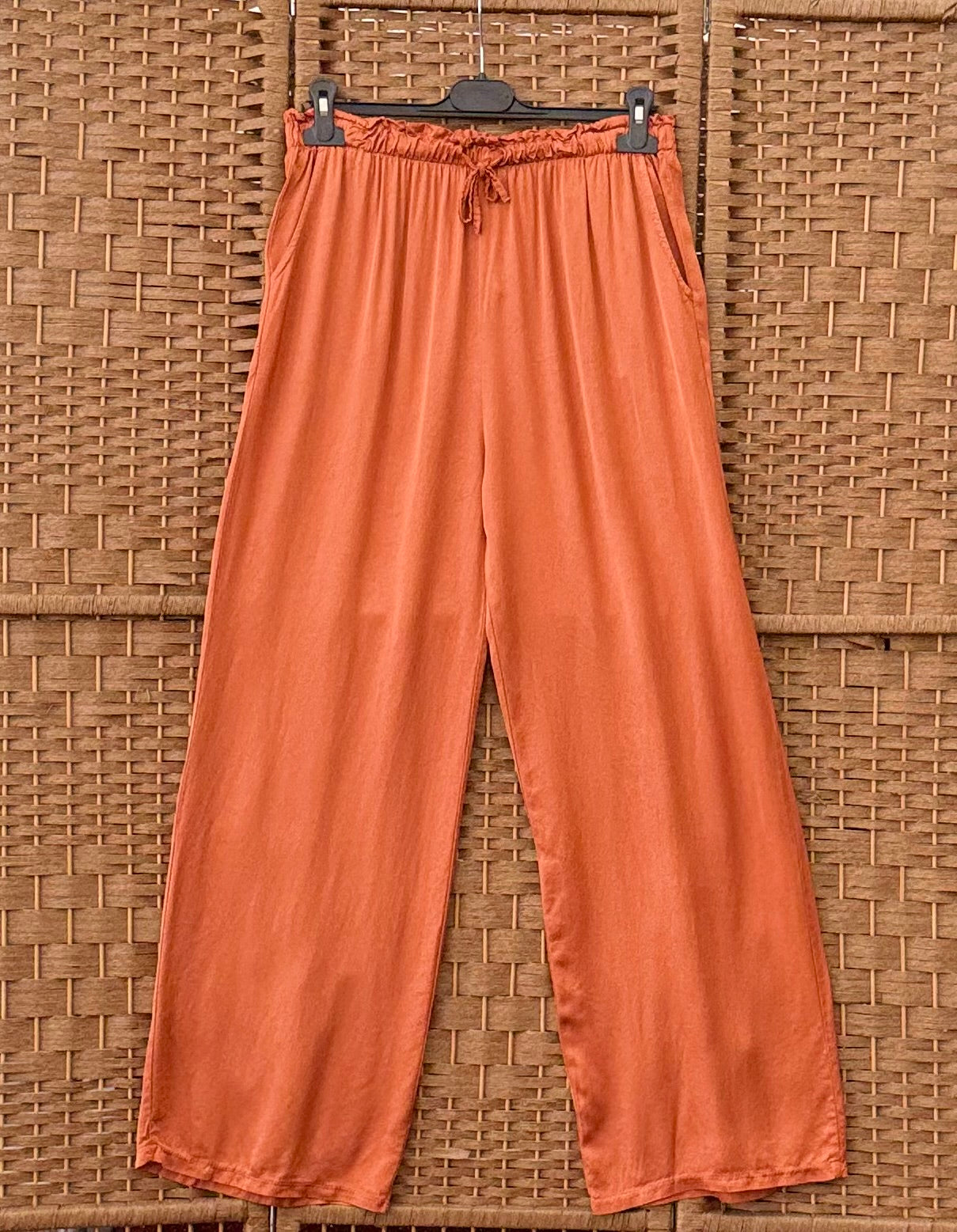 Shiny Viscose Trousers – Elastic Waist