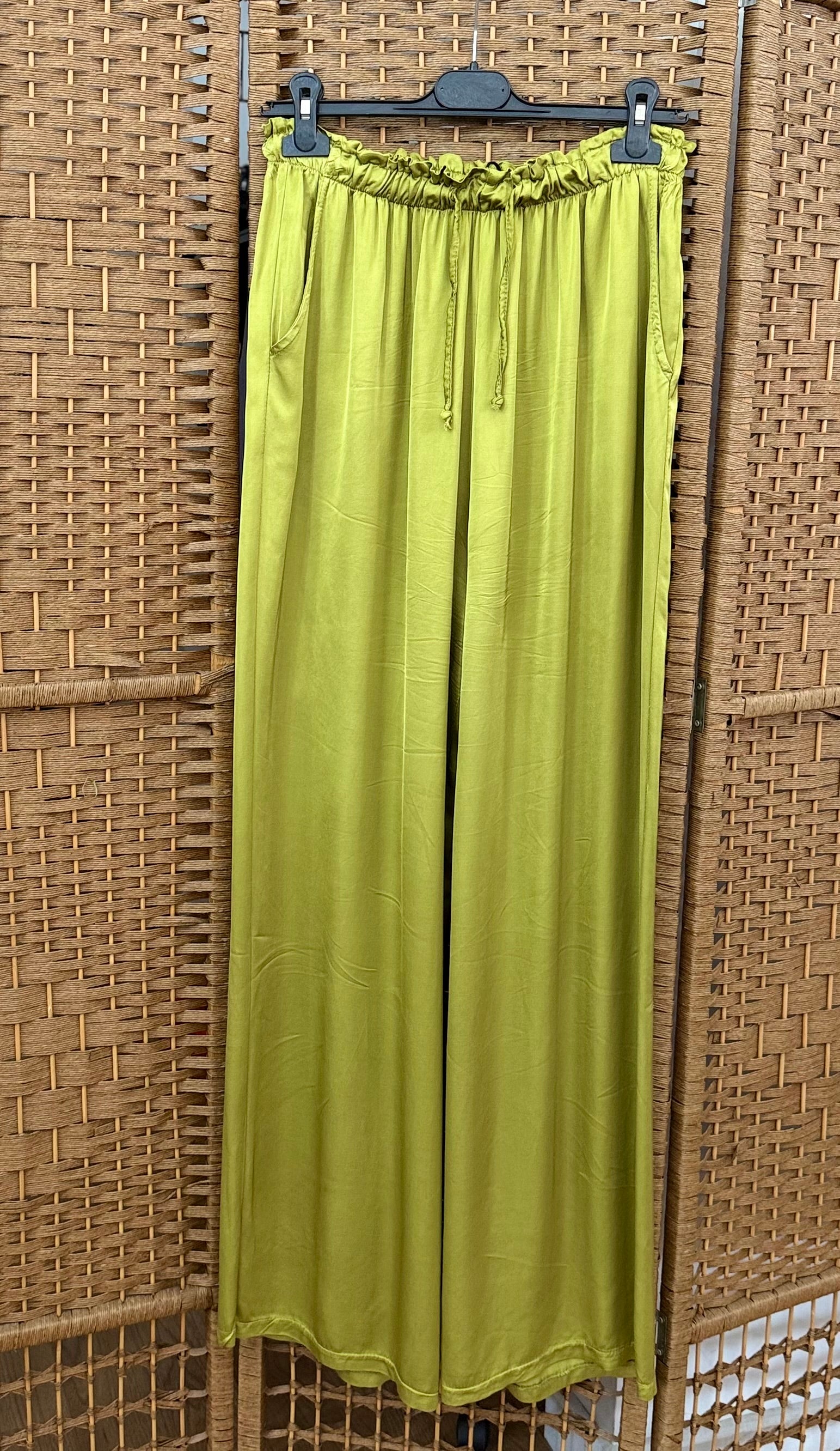 Shiny Viscose Trousers – Elastic Waist