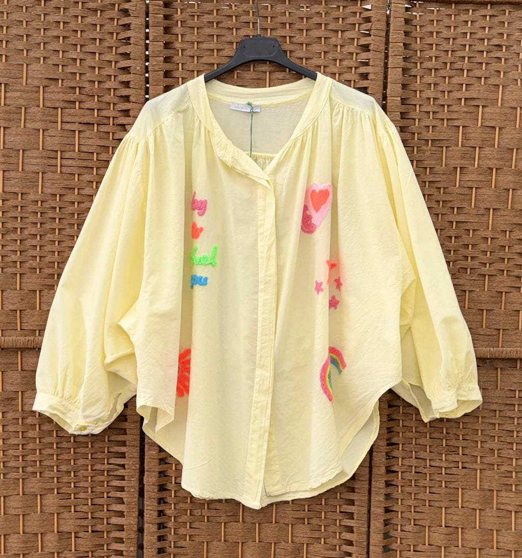 Wide Long Yellow Cotton Shirt – 100% Cotton