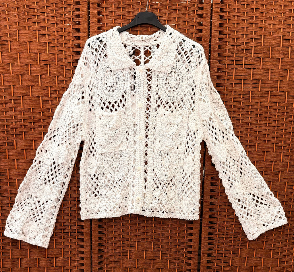 White 100% Cotton Knitted Cardigan – Wear as a Shirt, Cardigan or Jacket
