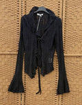 Black Lace & Frill Tie-Front Cardigan
