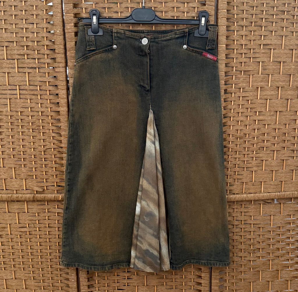 Jeans skirt with opening front