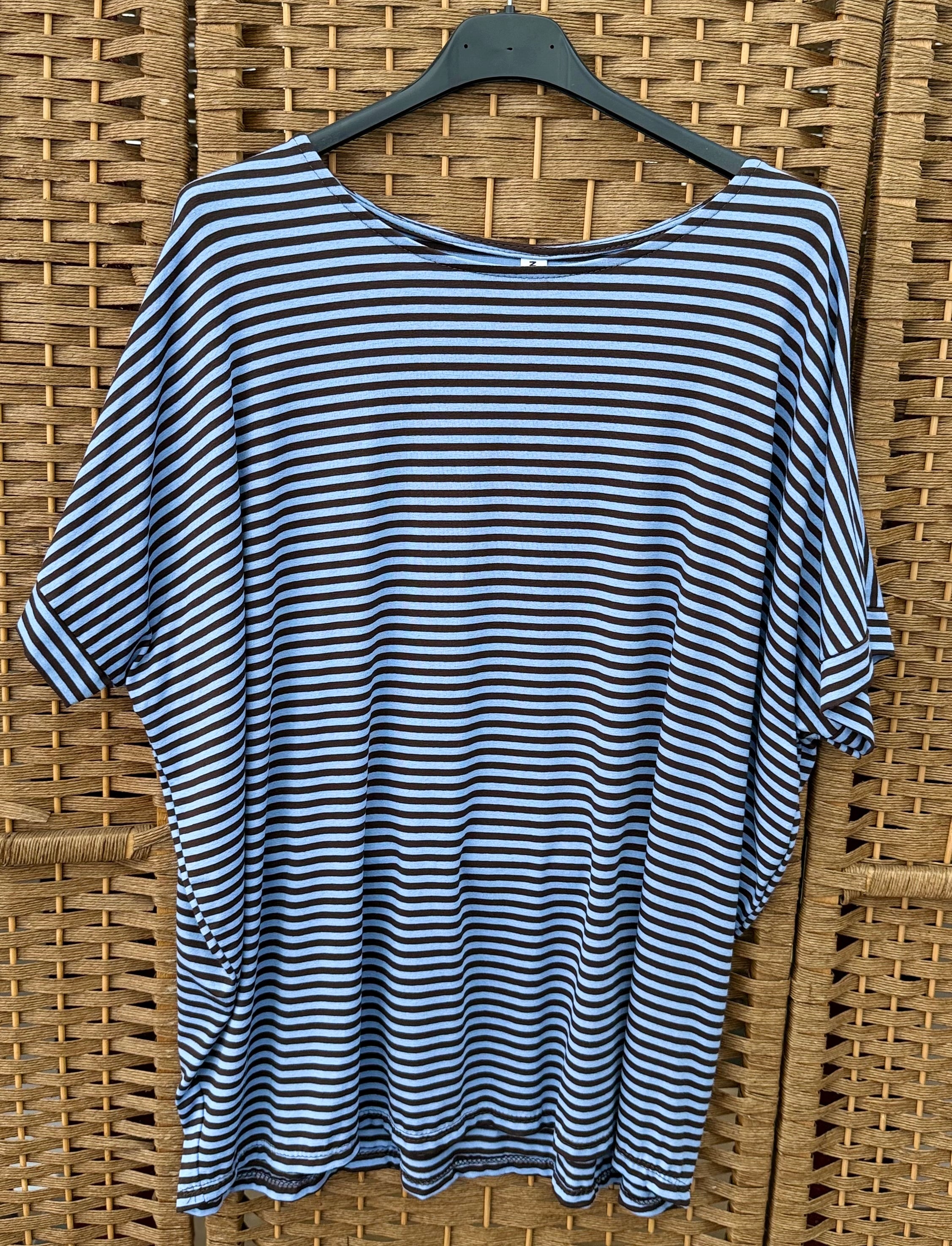 Oversized Striped Viscose T-Shirt – 3 Colourways