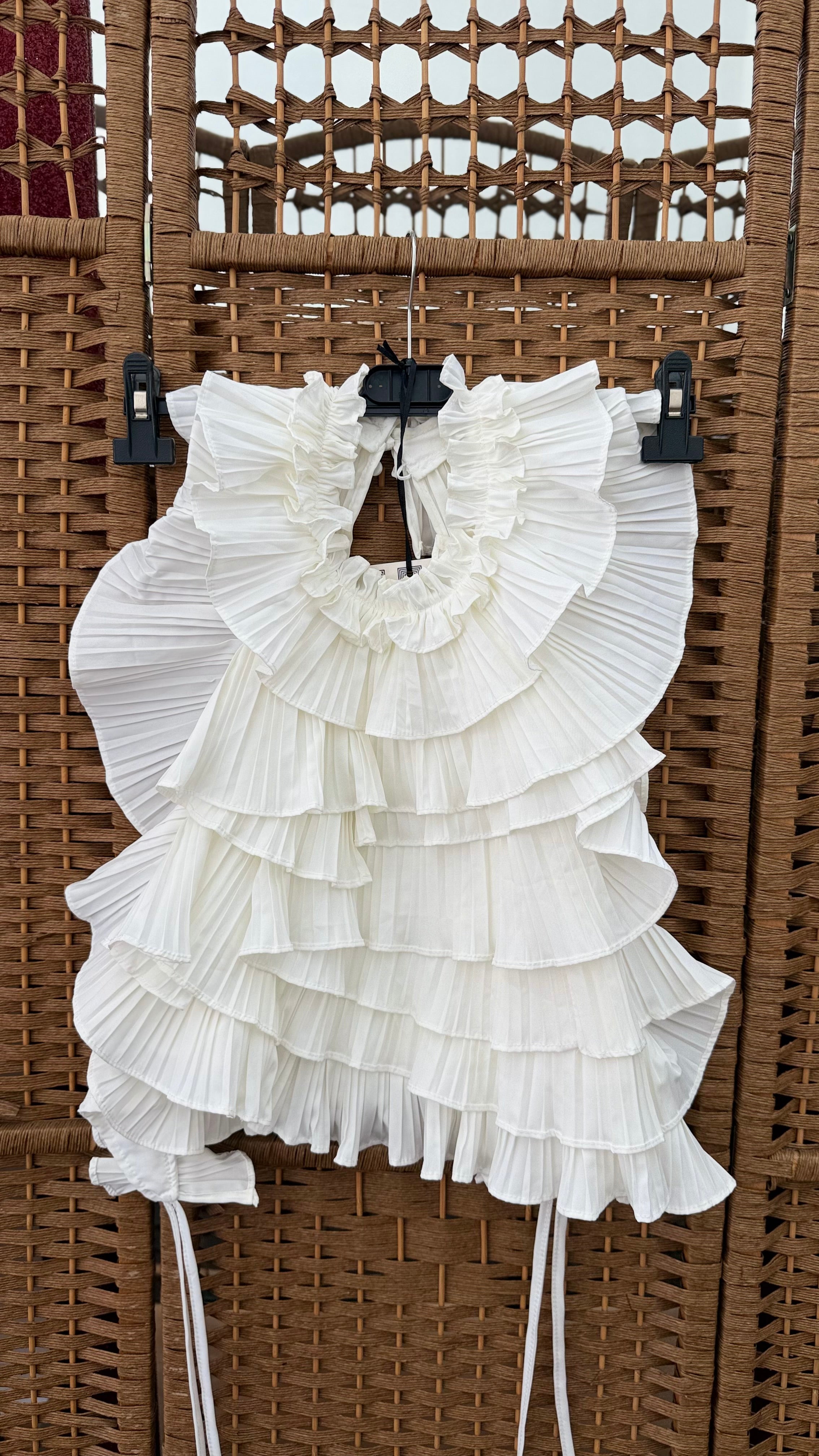 Frill Front Blouse – Button Back & Waist Tie