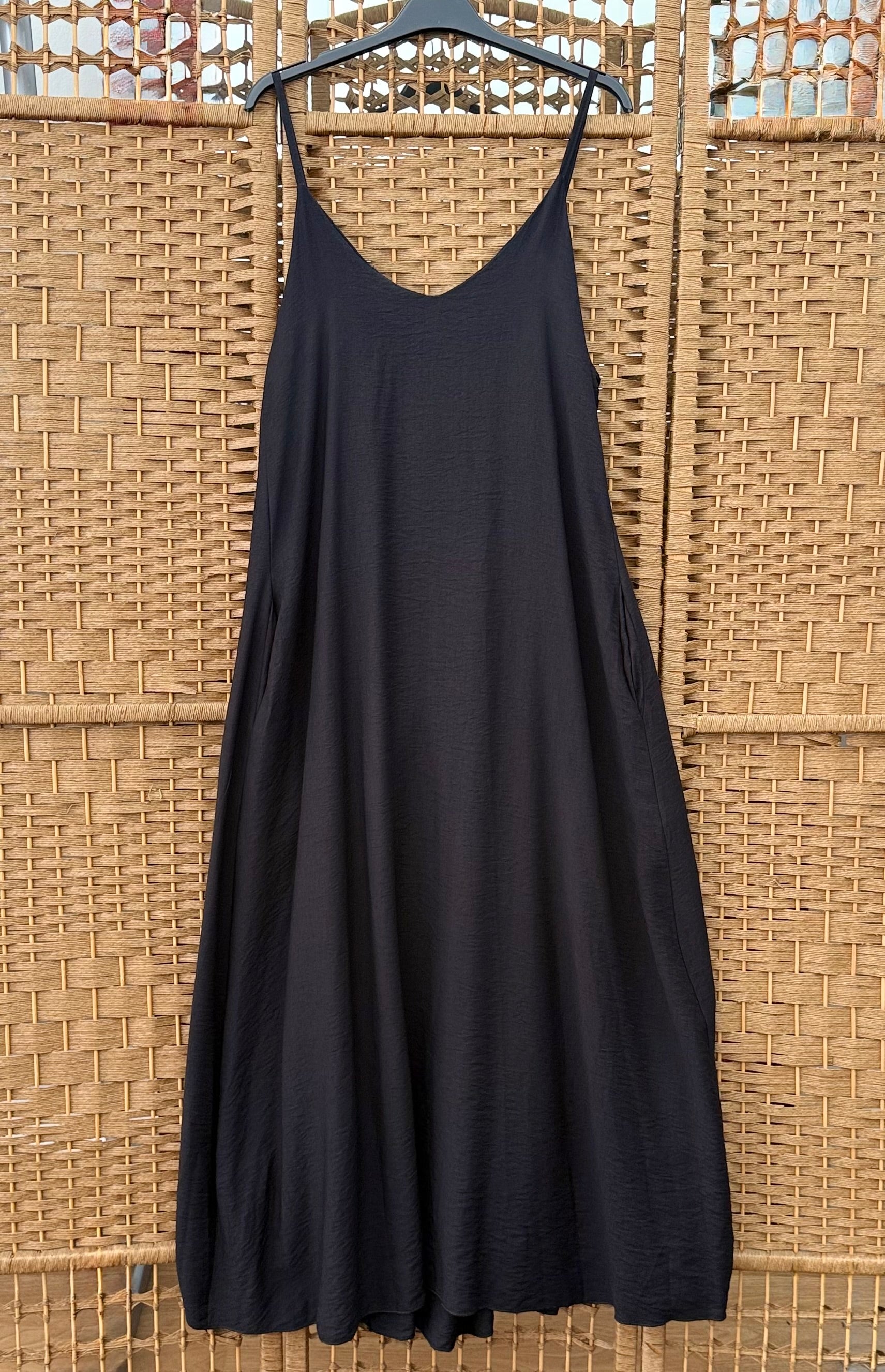 Viscose Striped Long Dress – Low Back with Elastic Detail