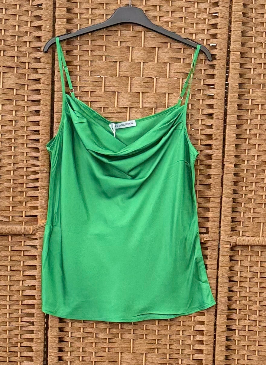 Draped Satin Strappy Top – Adjustable Straps