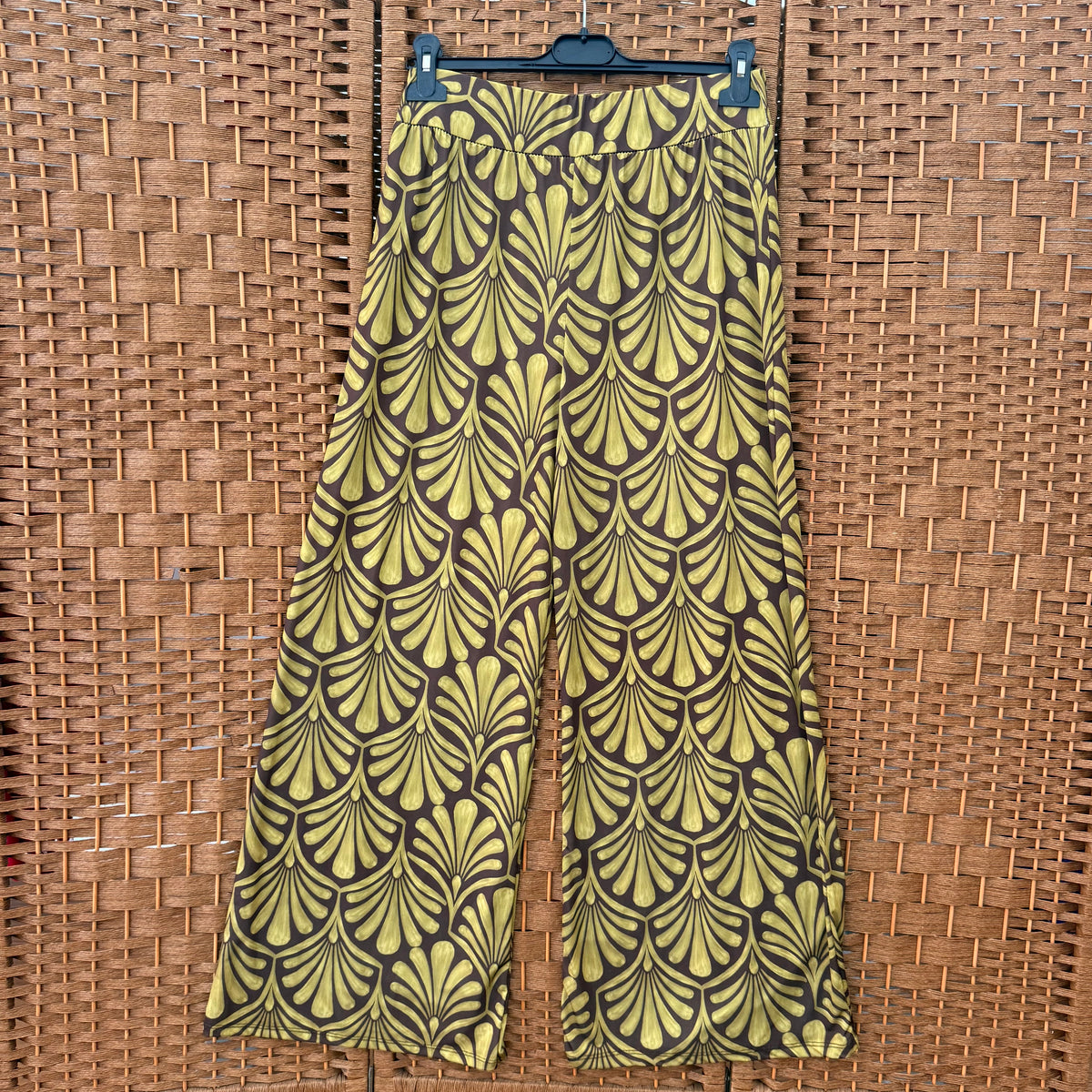 Patterned lime green and brown pants