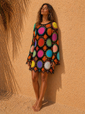 Colourful Knitted Patchwork Mini Dress – Wear as a Dress or Top