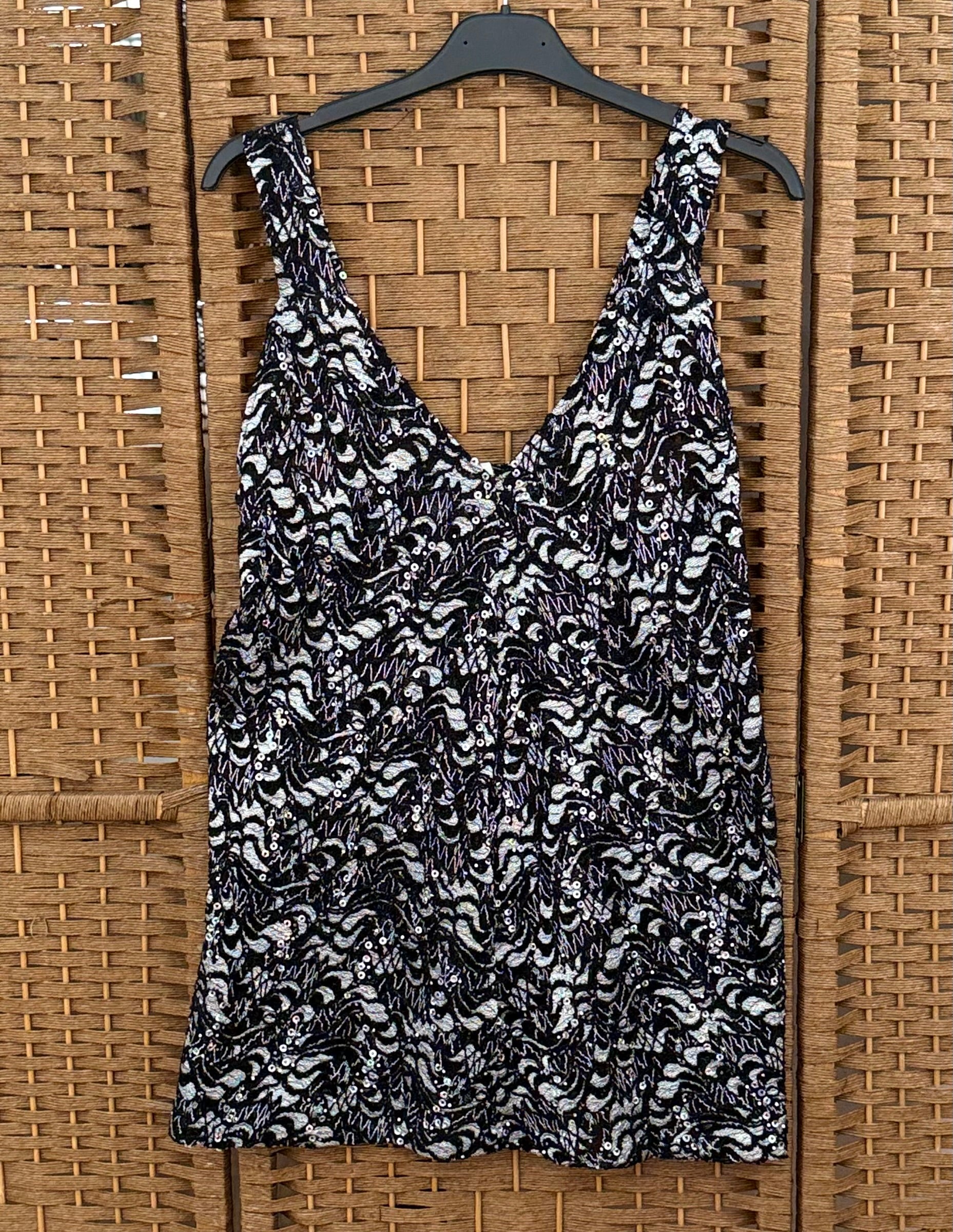 Silver black and sequins top