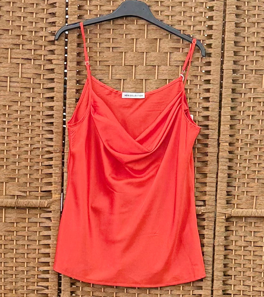 Draped Satin Strappy Top – Adjustable Straps