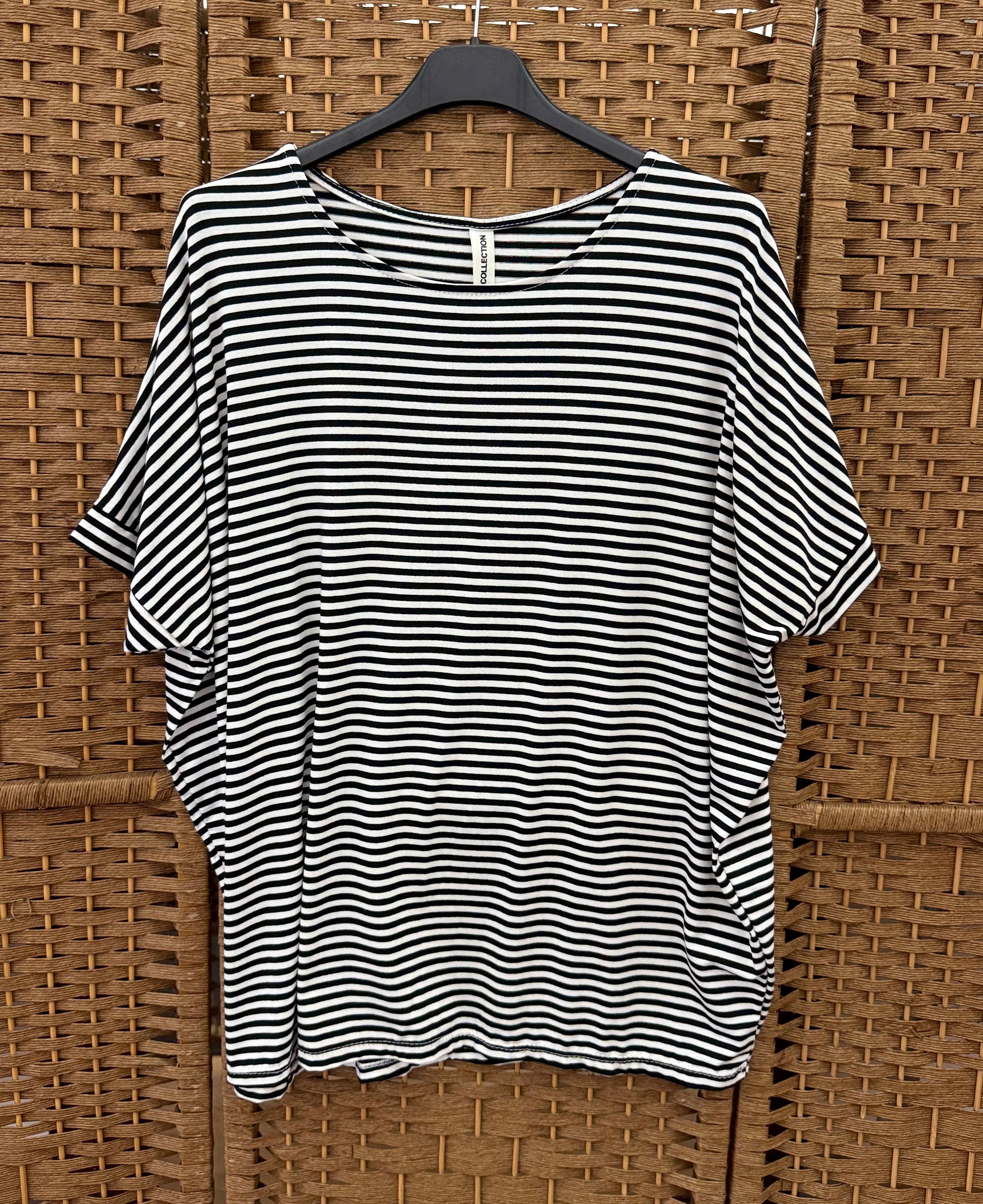 Oversized Striped Viscose T-Shirt – 3 Colourways