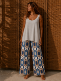 Sleeveless Viscose Top – Red, Lime & Dusty Beige