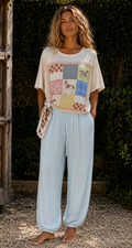 Baby Blue Plissé Viscose Balloon Trousers – 100% Viscose
