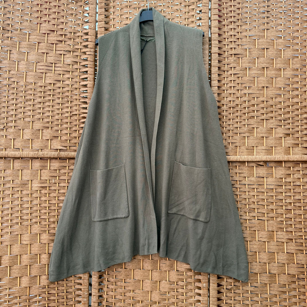 Longline Open-Front Knitted Gilet
