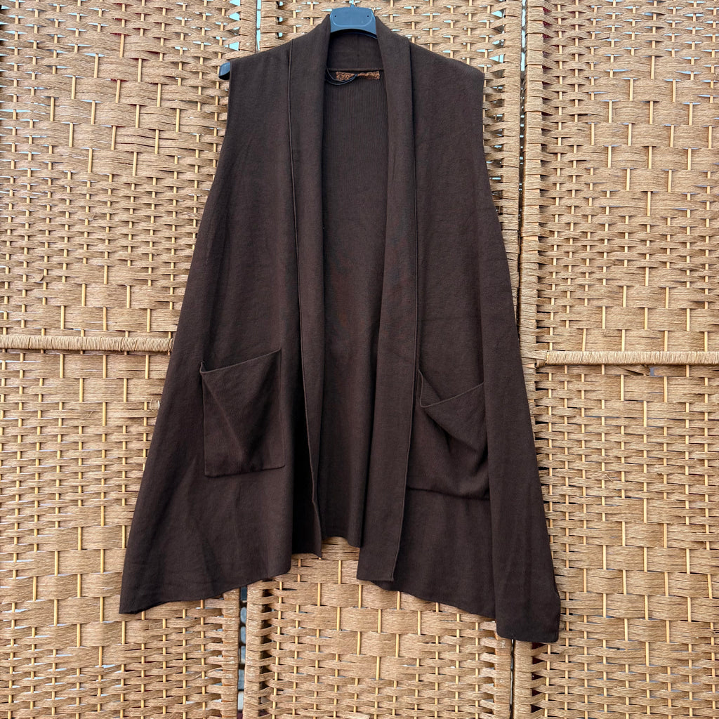 Longline Open-Front Knitted Gilet