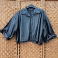 Leather-Look Cropped Jacket with Buckle Cuffs