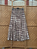Leopard & Check Print velvet Maxi Skirt
