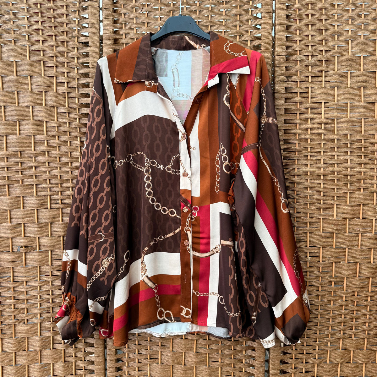 Chain-Print Button-Through Shirt