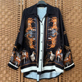Equestrian Print Button-Through Shirt